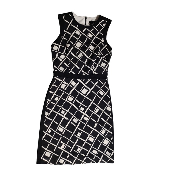 ECI Dresses & Skirts - Enzo New York Black White Geometric Sheath Dress Women Size 4 Knee Length